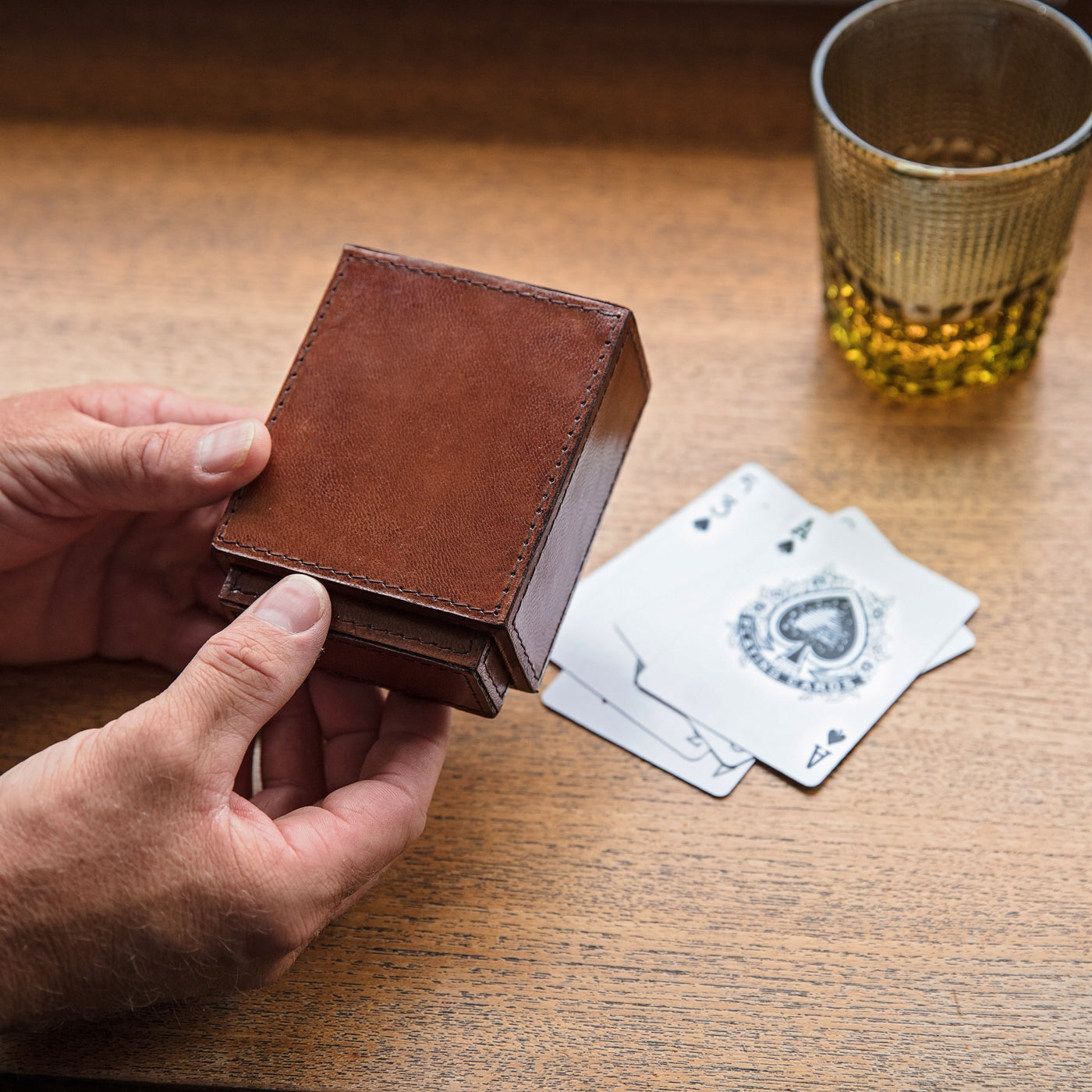 Leather Playing Card Case - Anniversary