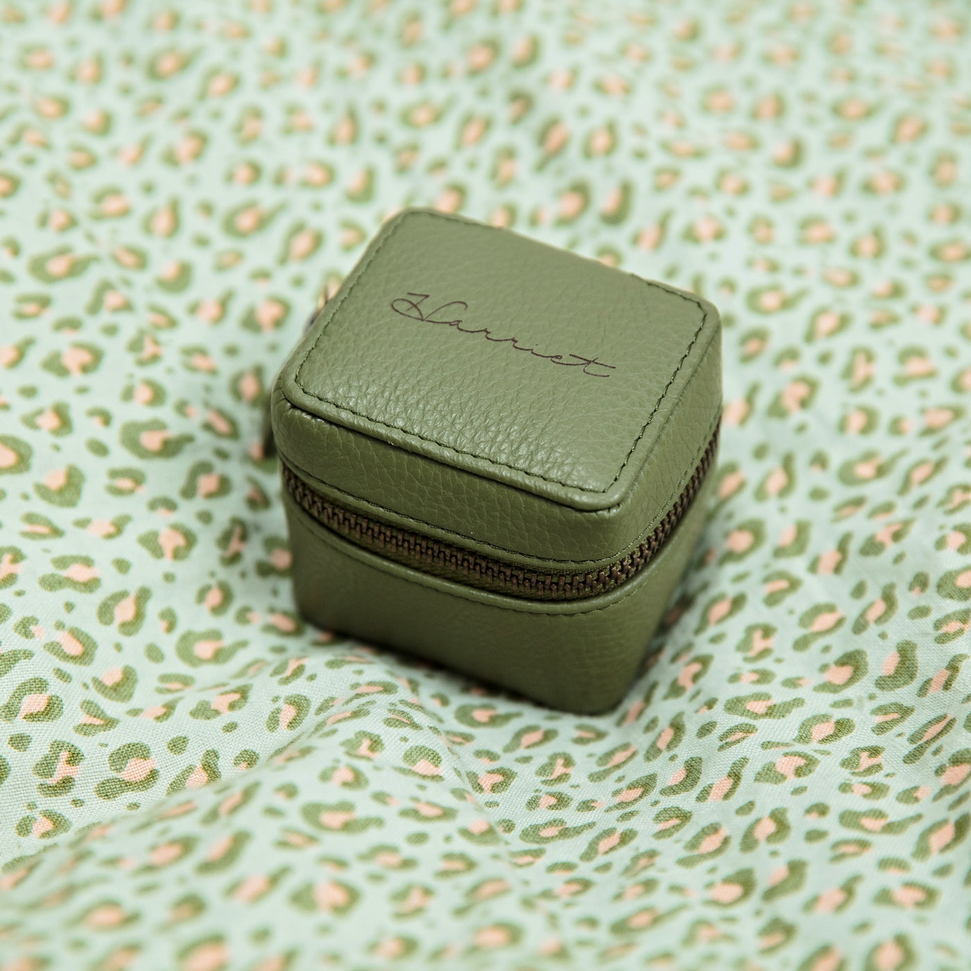 Leather Travel Jewellery Case - Green