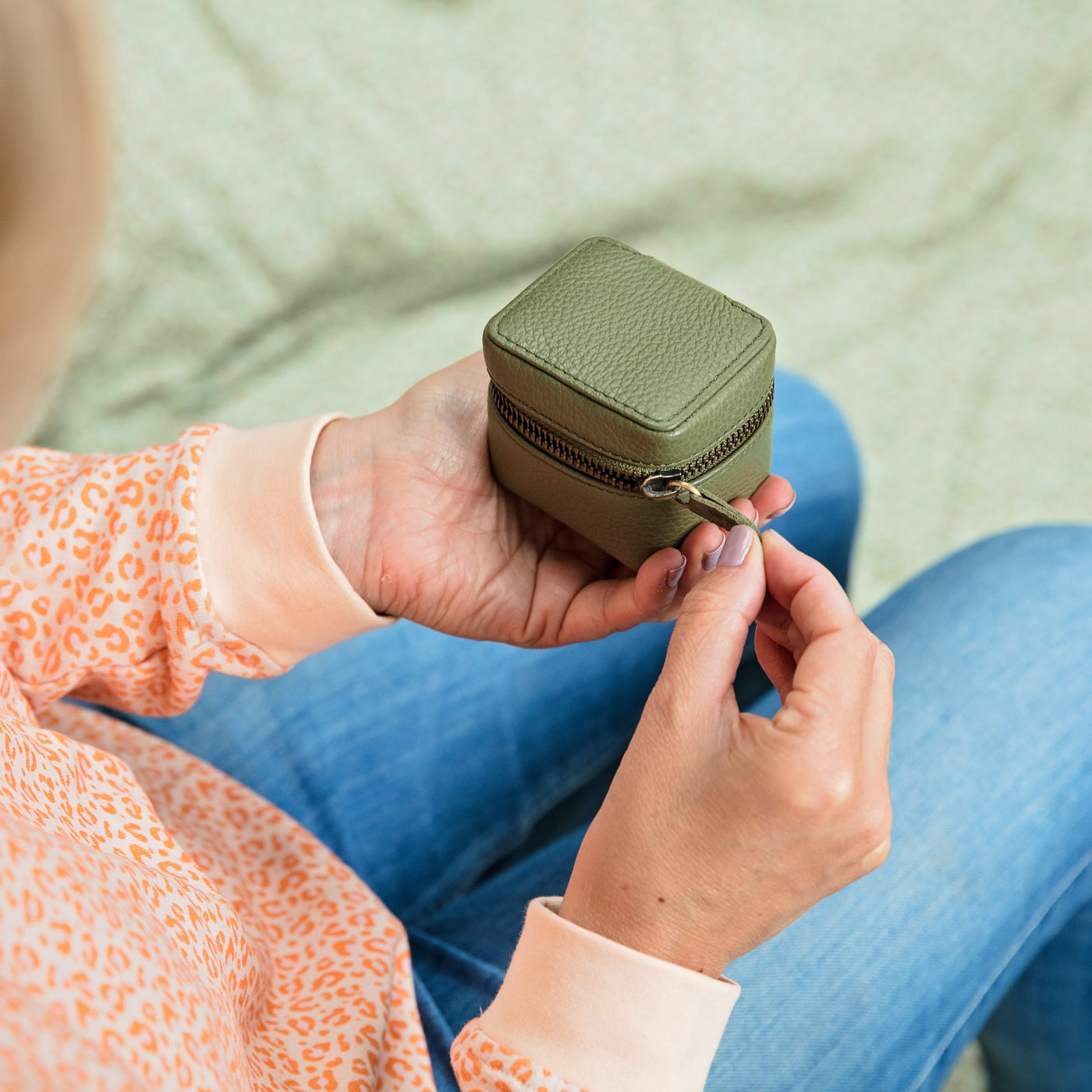 Leather Travel Jewellery Case - Green