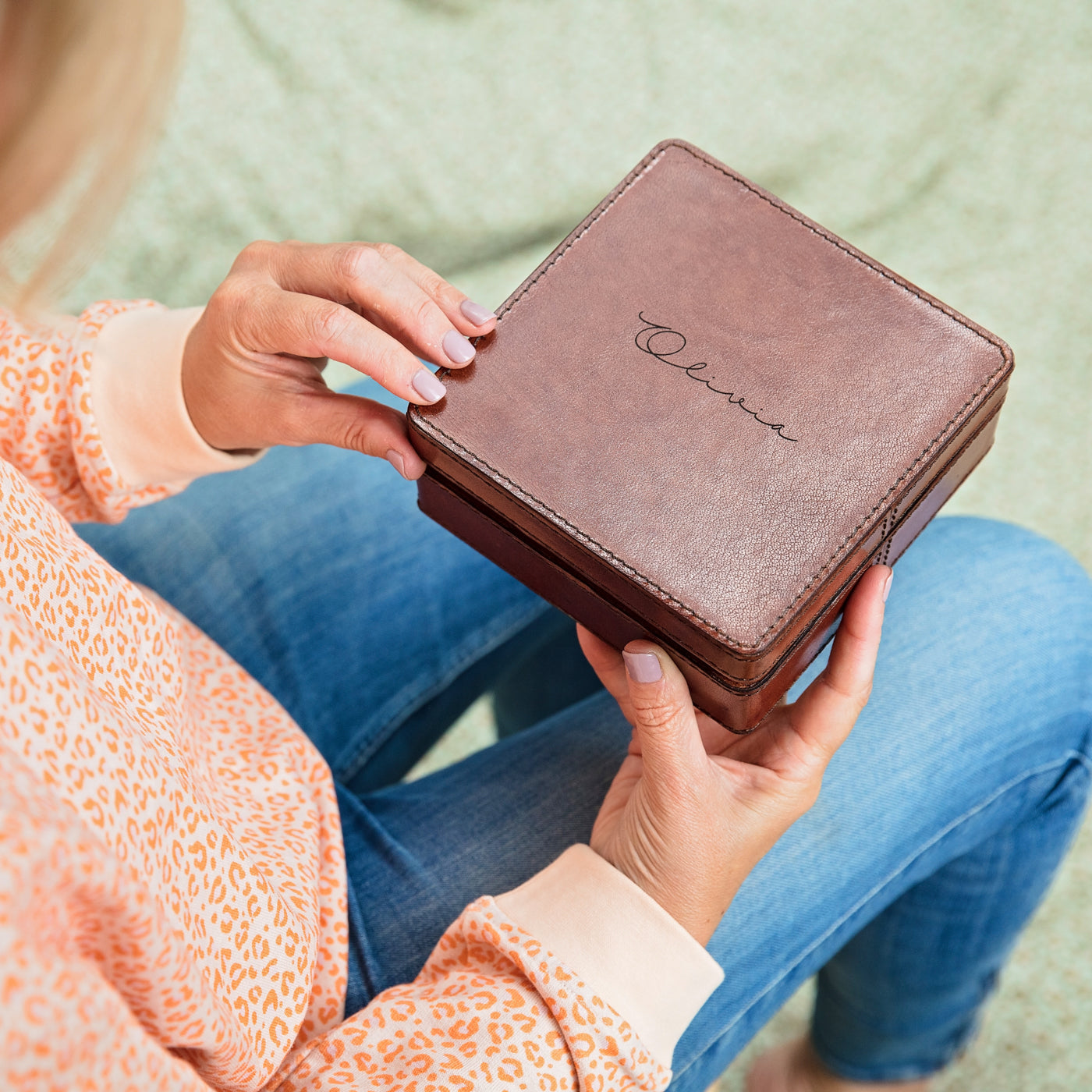 Leather Jewellery Box - Square