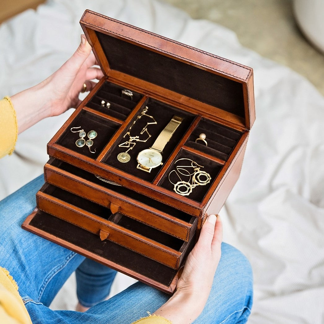 Women's Leather Jewellery Box - Large