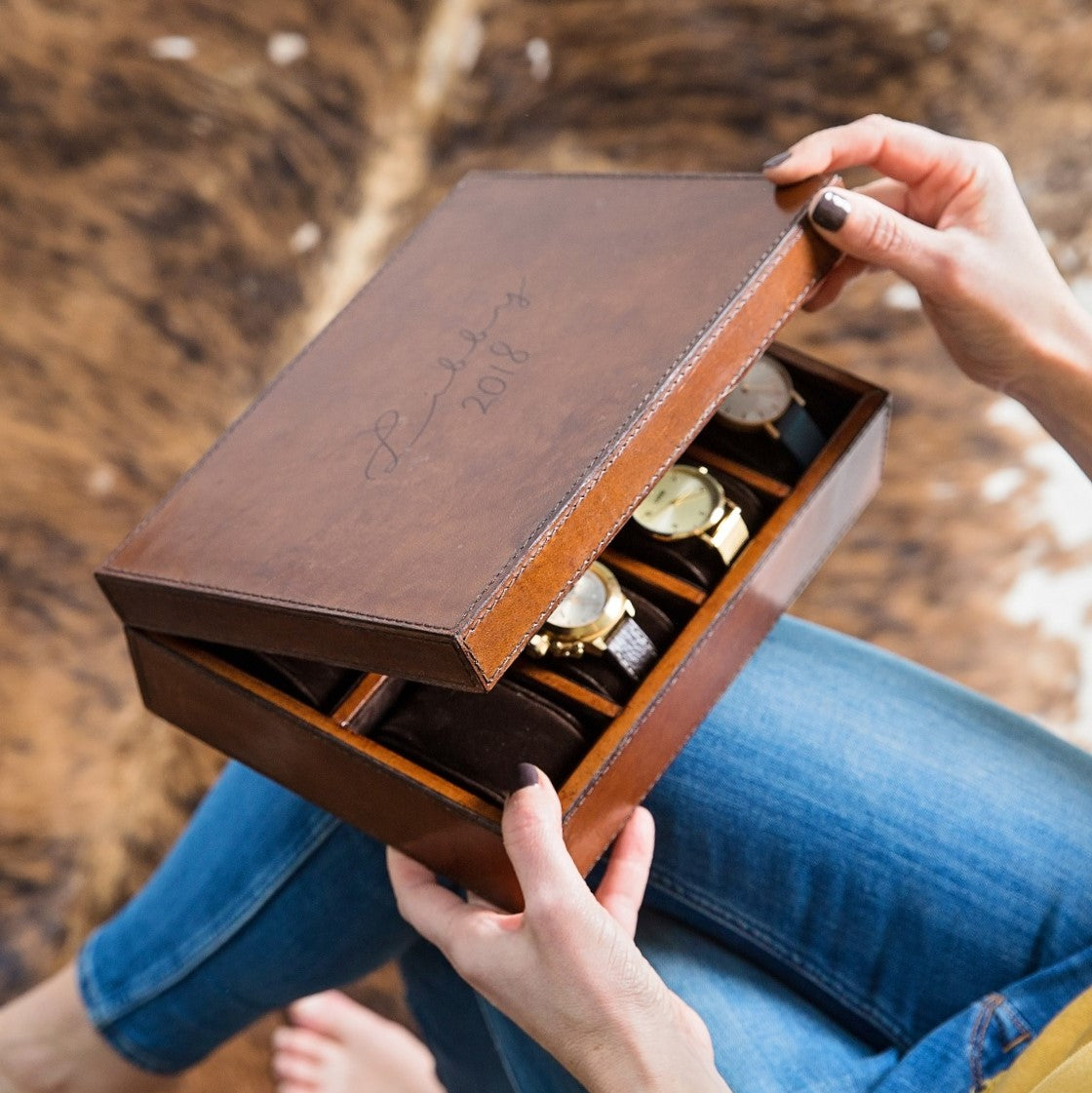 Women's Leather Watch Box - Deluxe