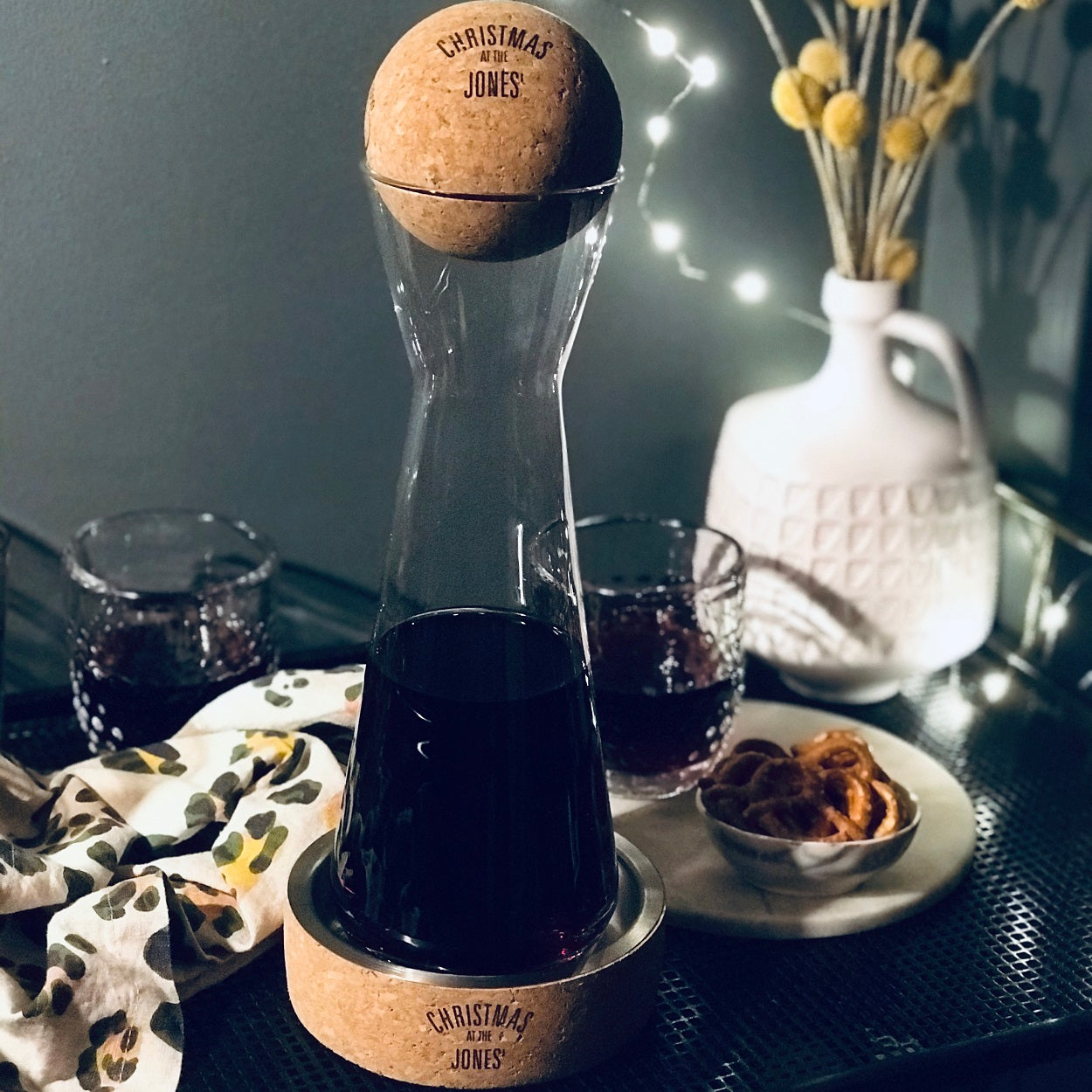 Wine Carafe with Cork Stopper & Coaster - Personalised