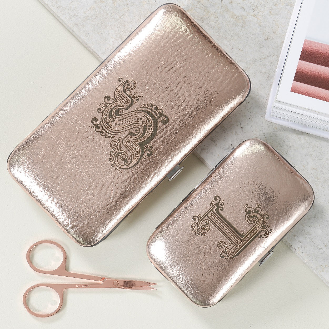 Rose Gold Manicure Set with Initial