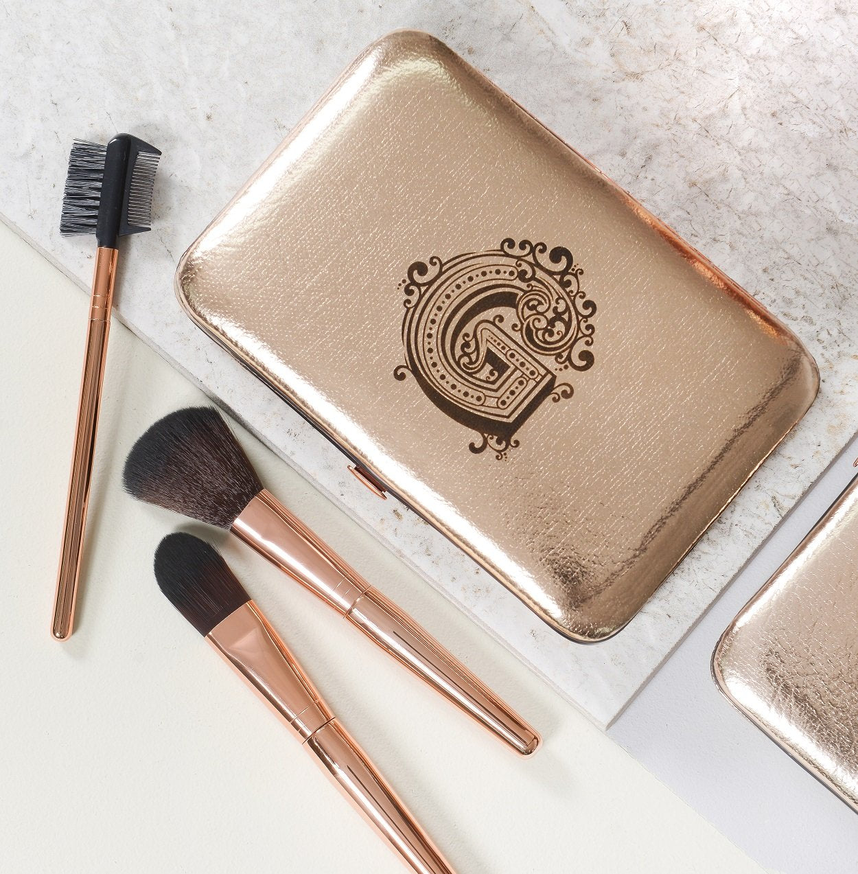 Make Up Brush Kit with Initial - Copper
