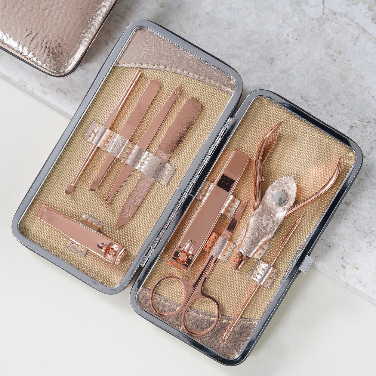 Rose Gold Manicure Set with Initial