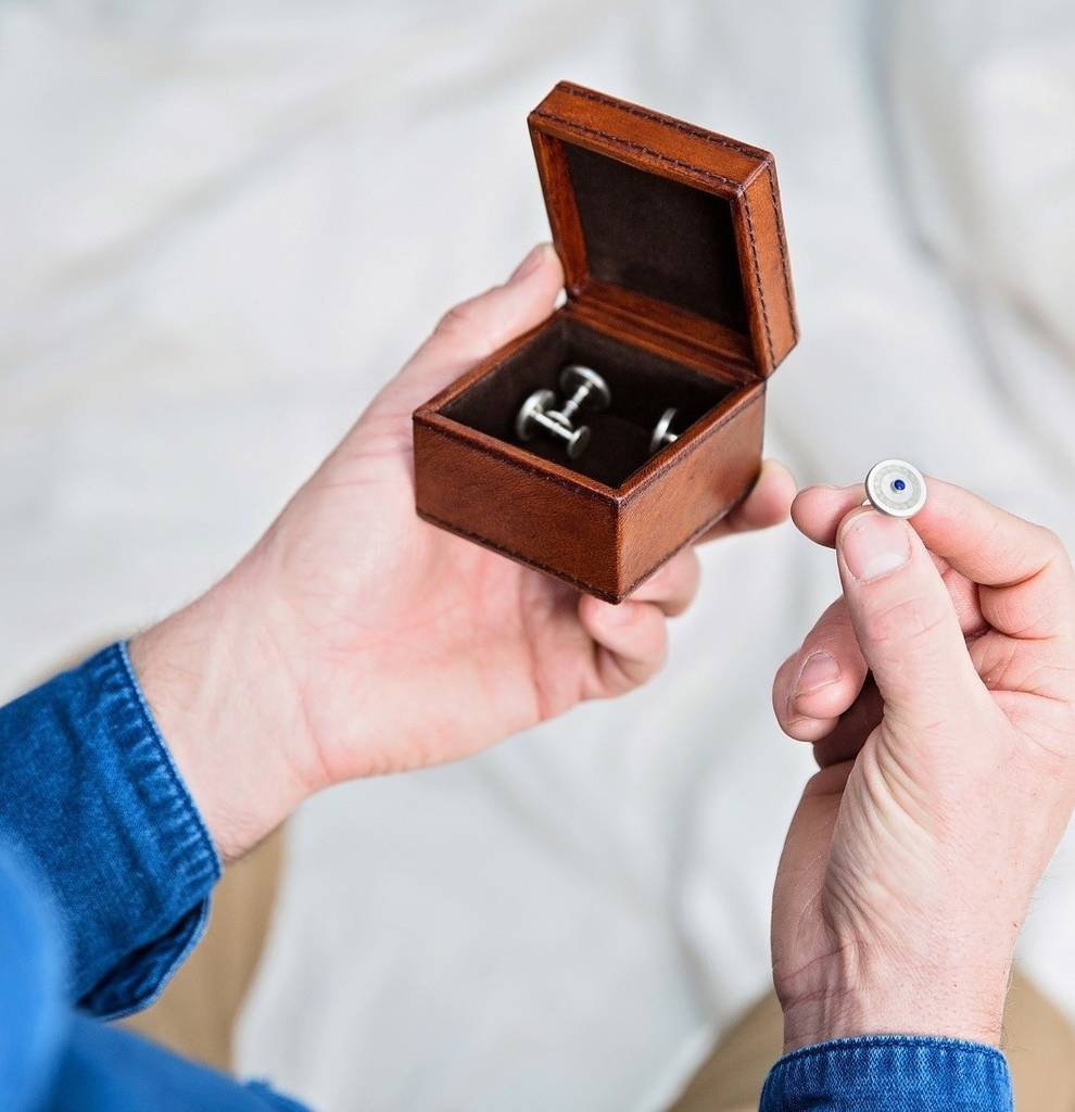 Leather Cufflink Box - Small