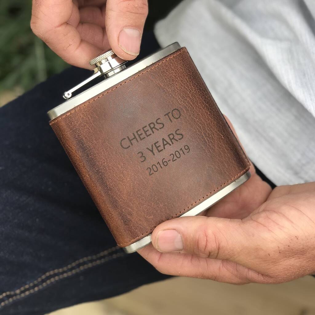 
                  
                    Leather Hip Flask - 3rd Wedding Anniversary
                  
                