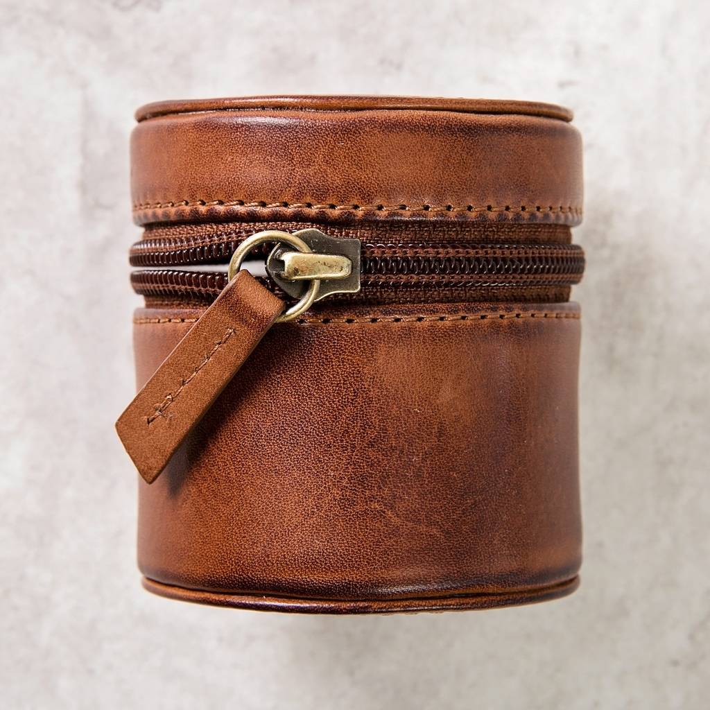 Monogram Leather Travel Jewellery Case Set - Round