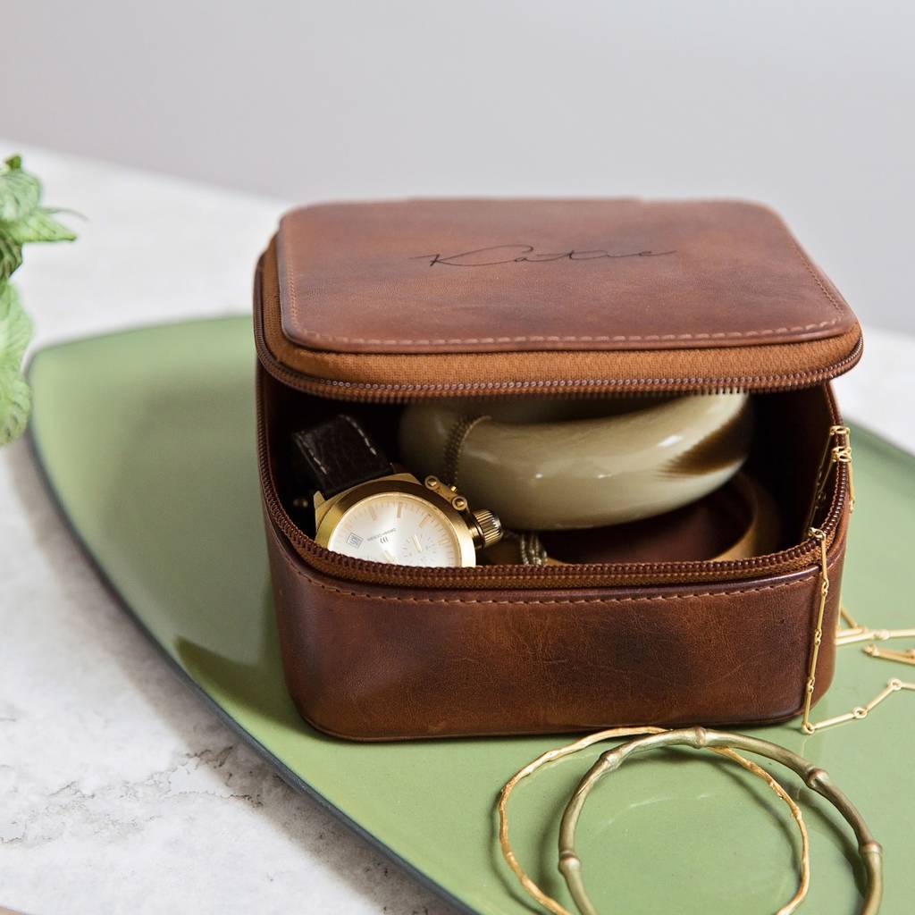 Leather Travel Jewellery Box - Square