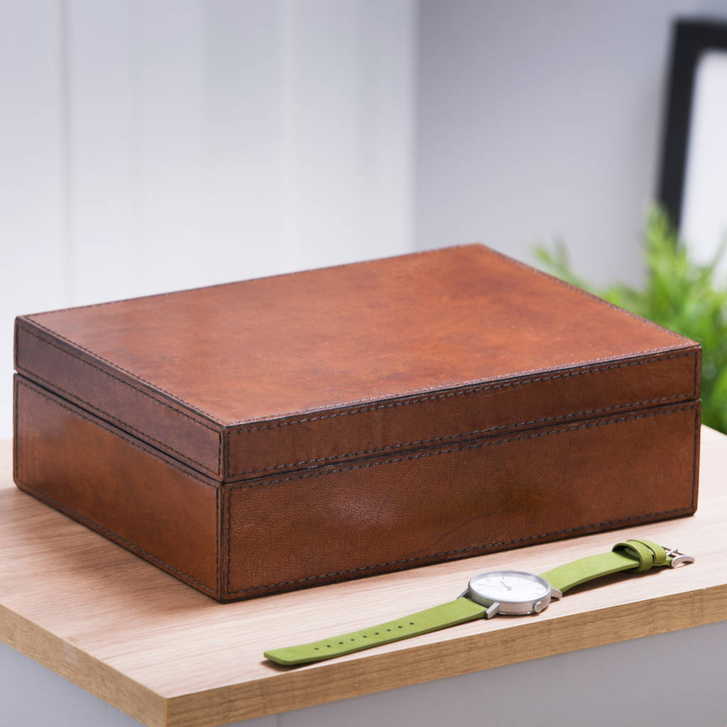 Men's Leather Watch Box - Deluxe