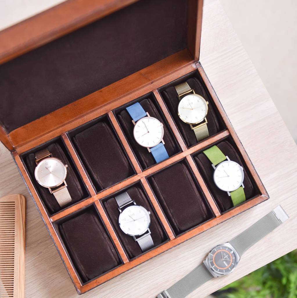 Men's Leather Watch Box - Deluxe
