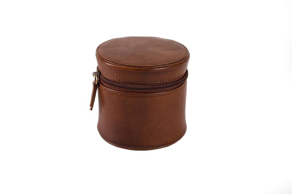 Leather Travel Jewellery Case - Round