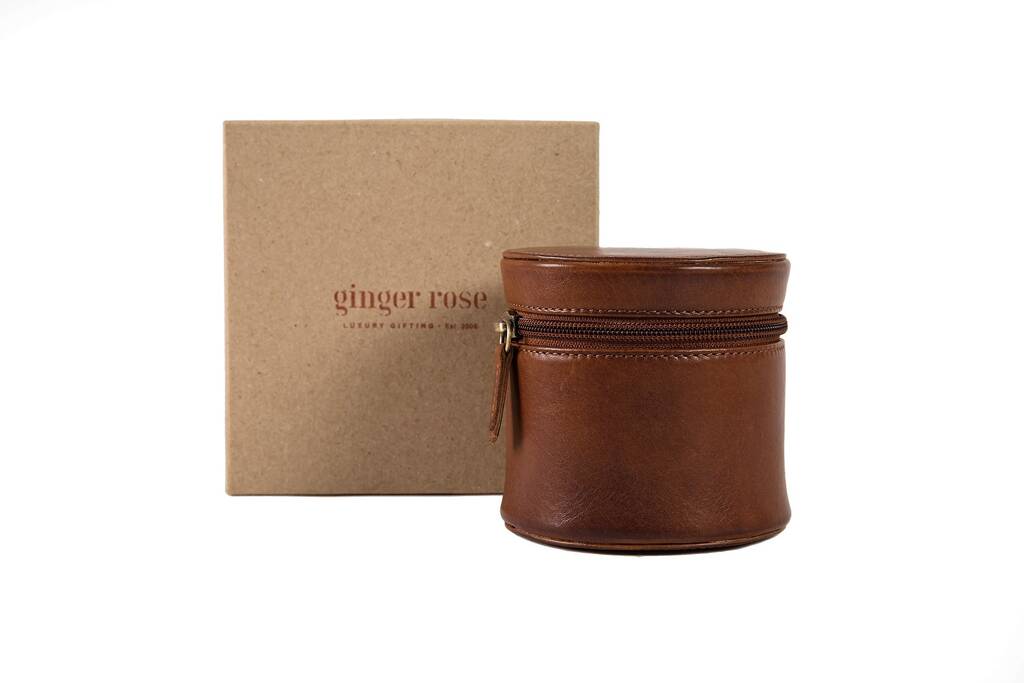 Leather Travel Jewellery Case - Round