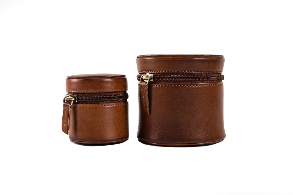 Leather Travel Jewellery Case - Round