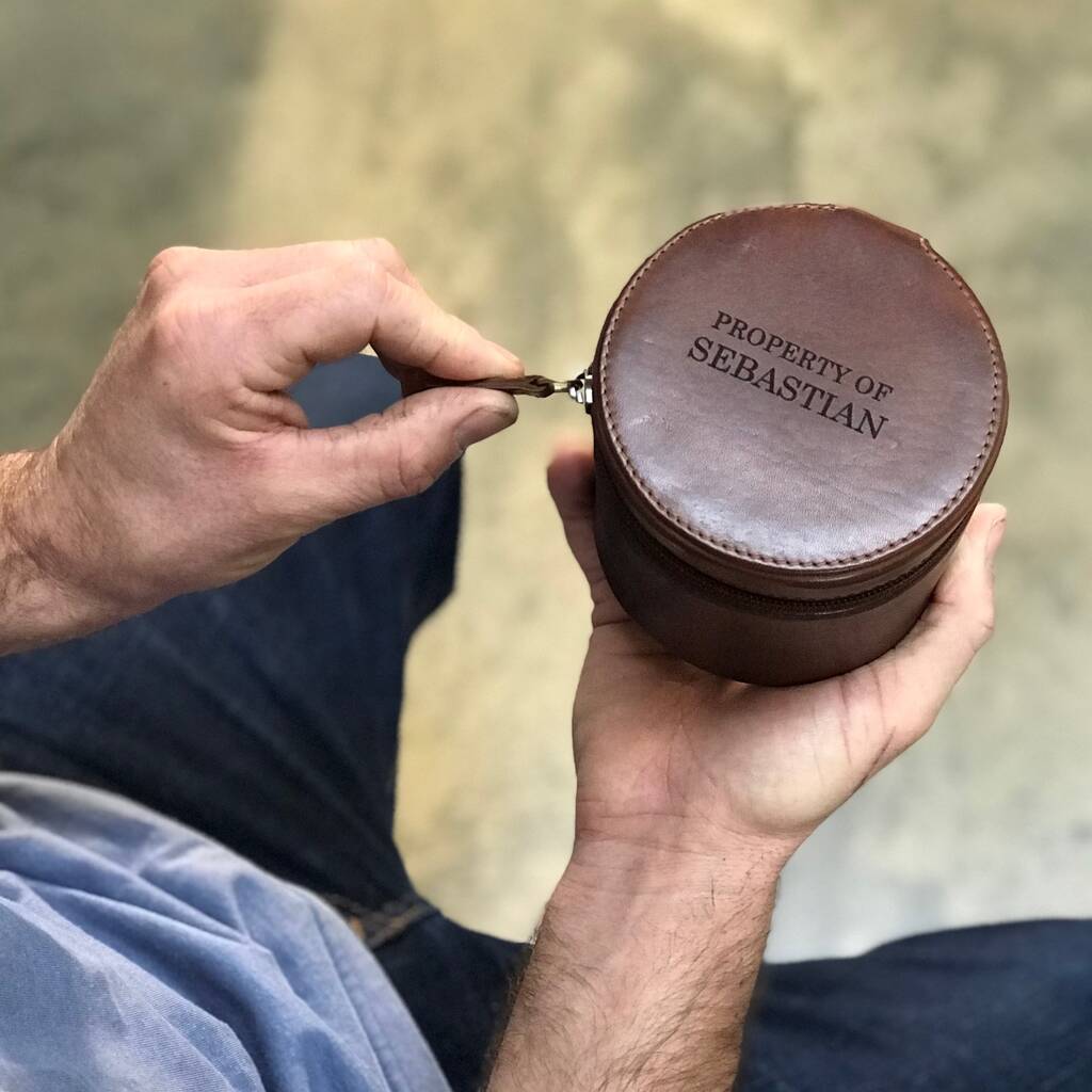 Leather Travel Jewellery Case - Round
