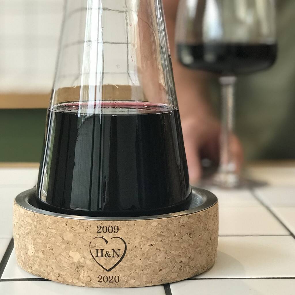 Wine Carafe with Cork Stopper & Coaster - Anniversary Gift