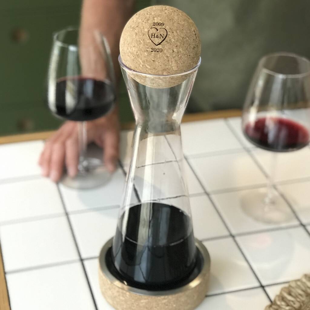 Wine Carafe with Cork Stopper & Coaster - Anniversary Gift