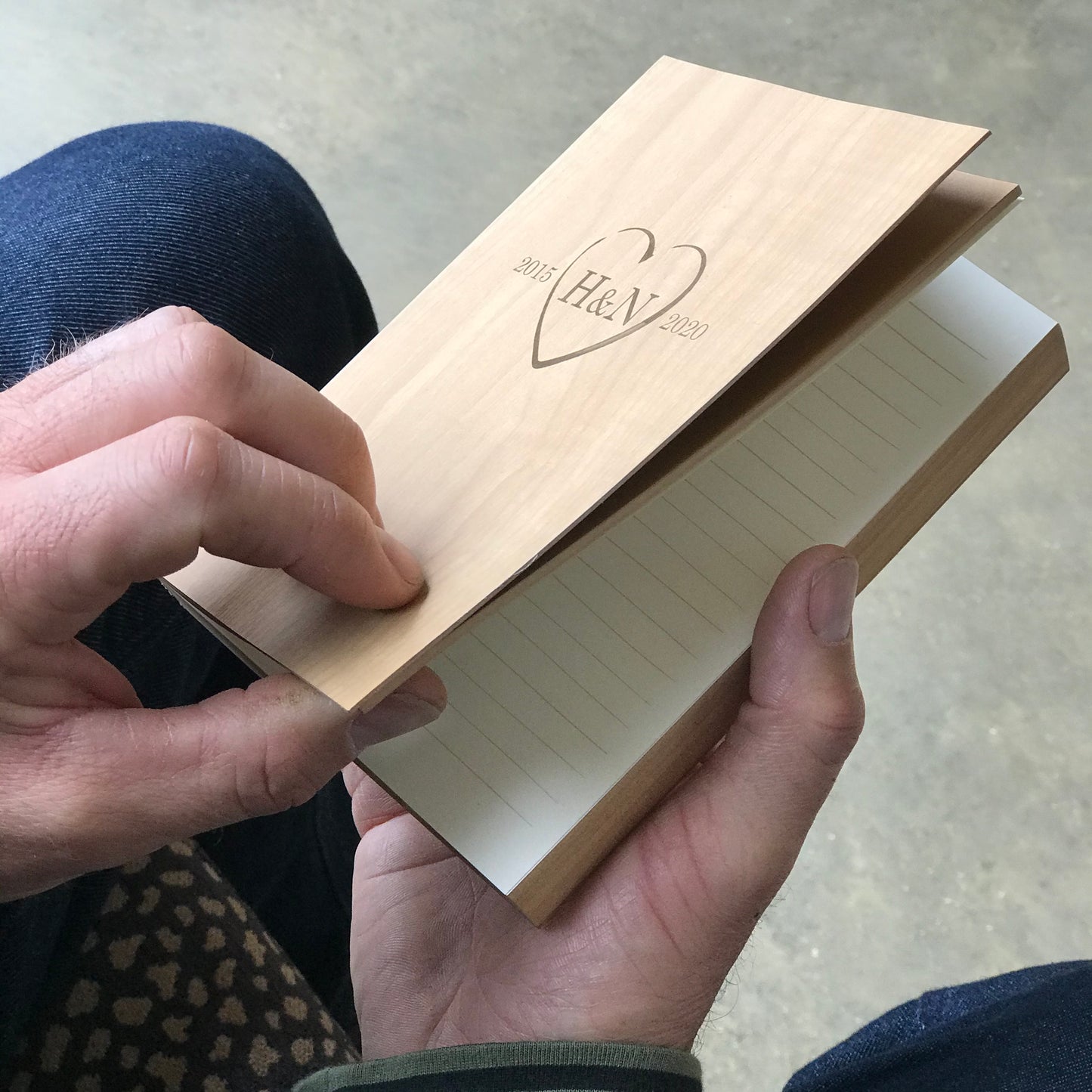 Personalised Wood Notebook - 5th Anniversary Gift