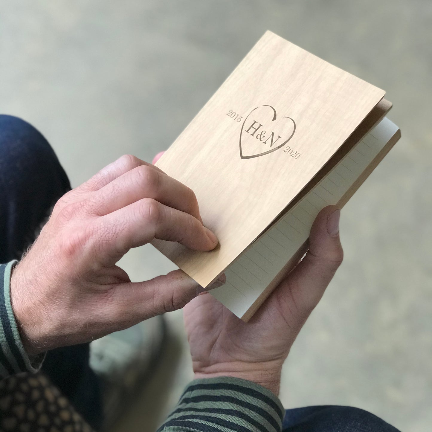 Personalised Wood Notebook - 5th Anniversary Gift