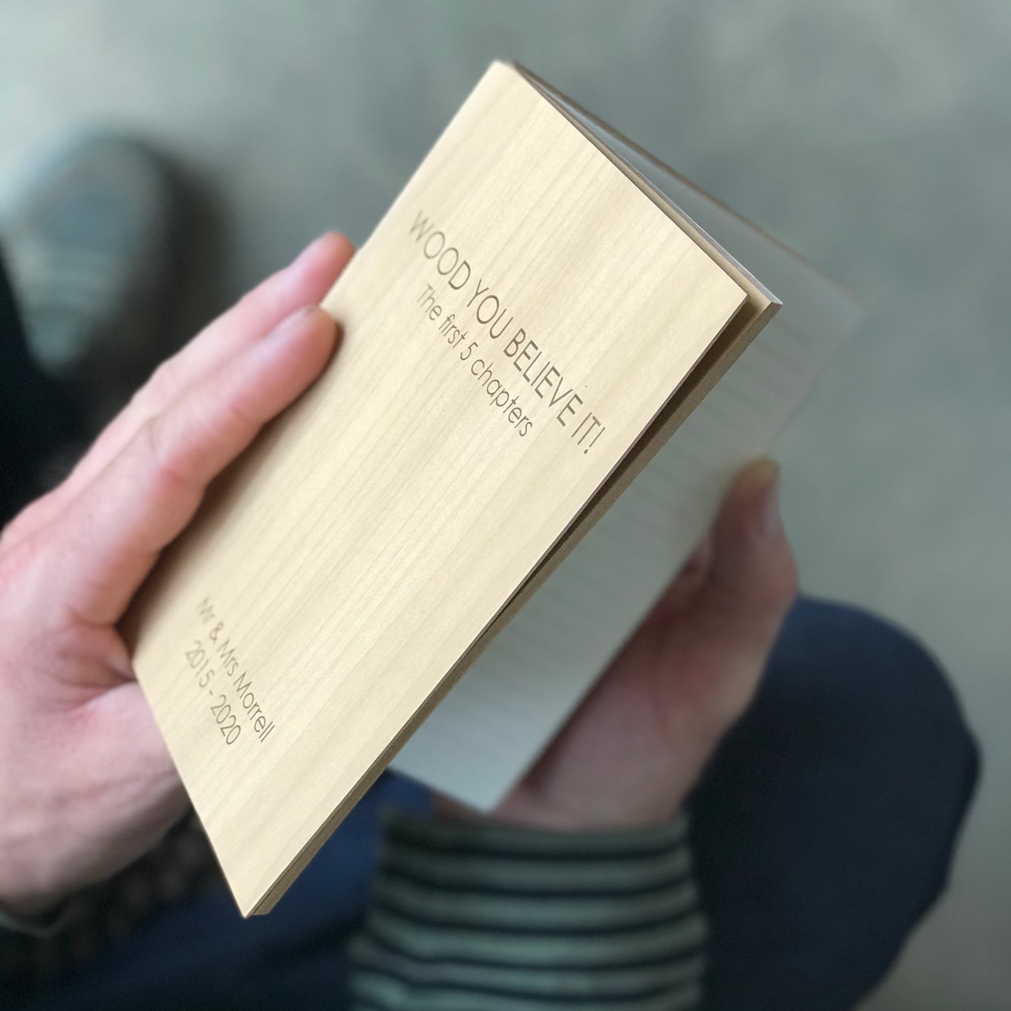 Personalised Wood Slab Notebook - 5th Anniversary Gift
