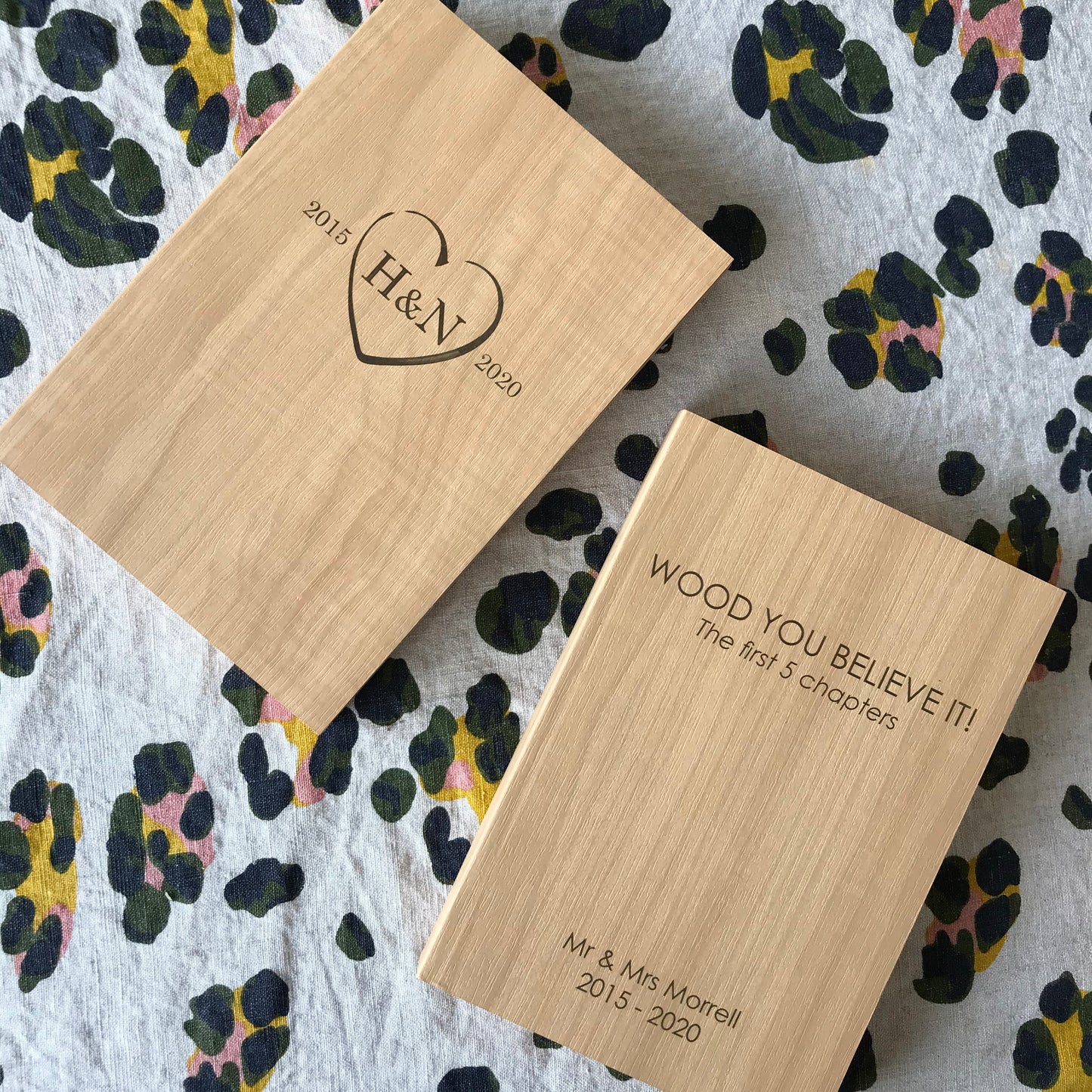 Personalised Wood Slab Notebook - 5th Anniversary Gift