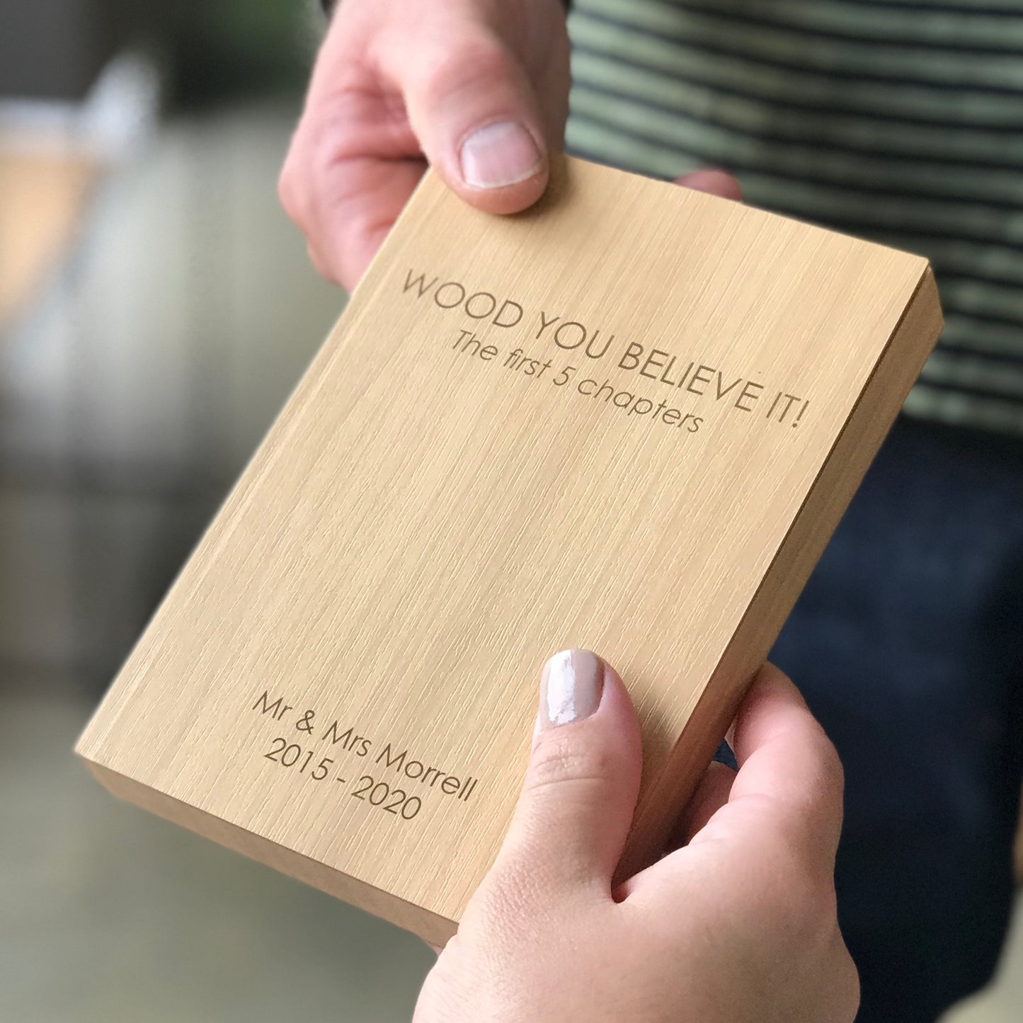 Personalised Wood Slab Notebook - 5th Anniversary Gift