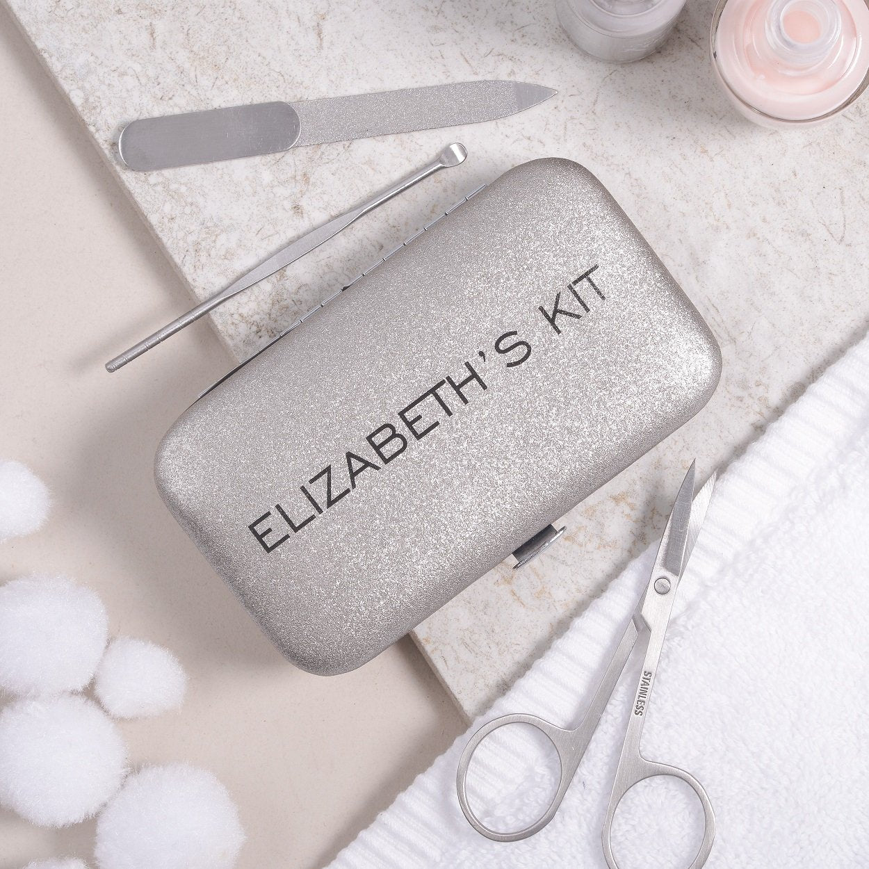 Personalised Manicure Set - Silver Pearl, mini
