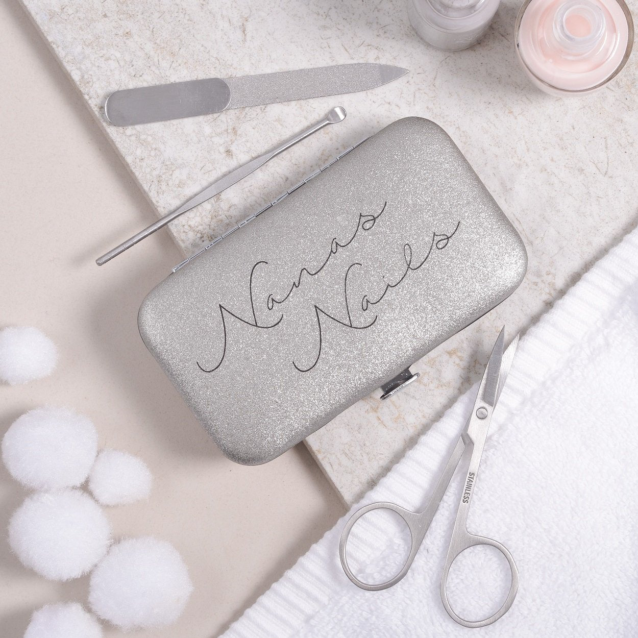Personalised Manicure Set - Silver Pearl, mini