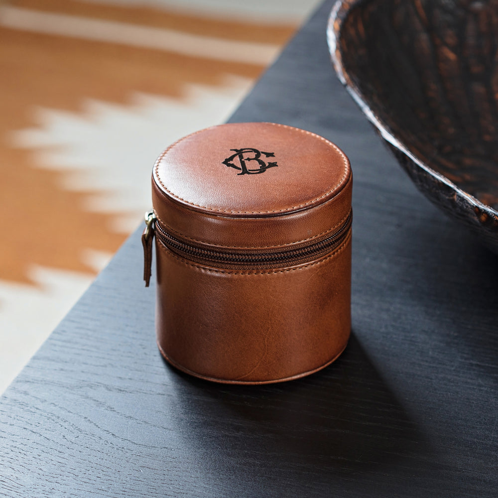 
                  
                    Monogram Leather Travel Jewellery Case Set - Round
                  
                