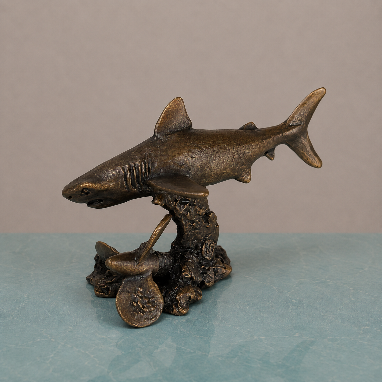 
                  
                    Miniature Bronze Sculpture - Great White Shark
                  
                