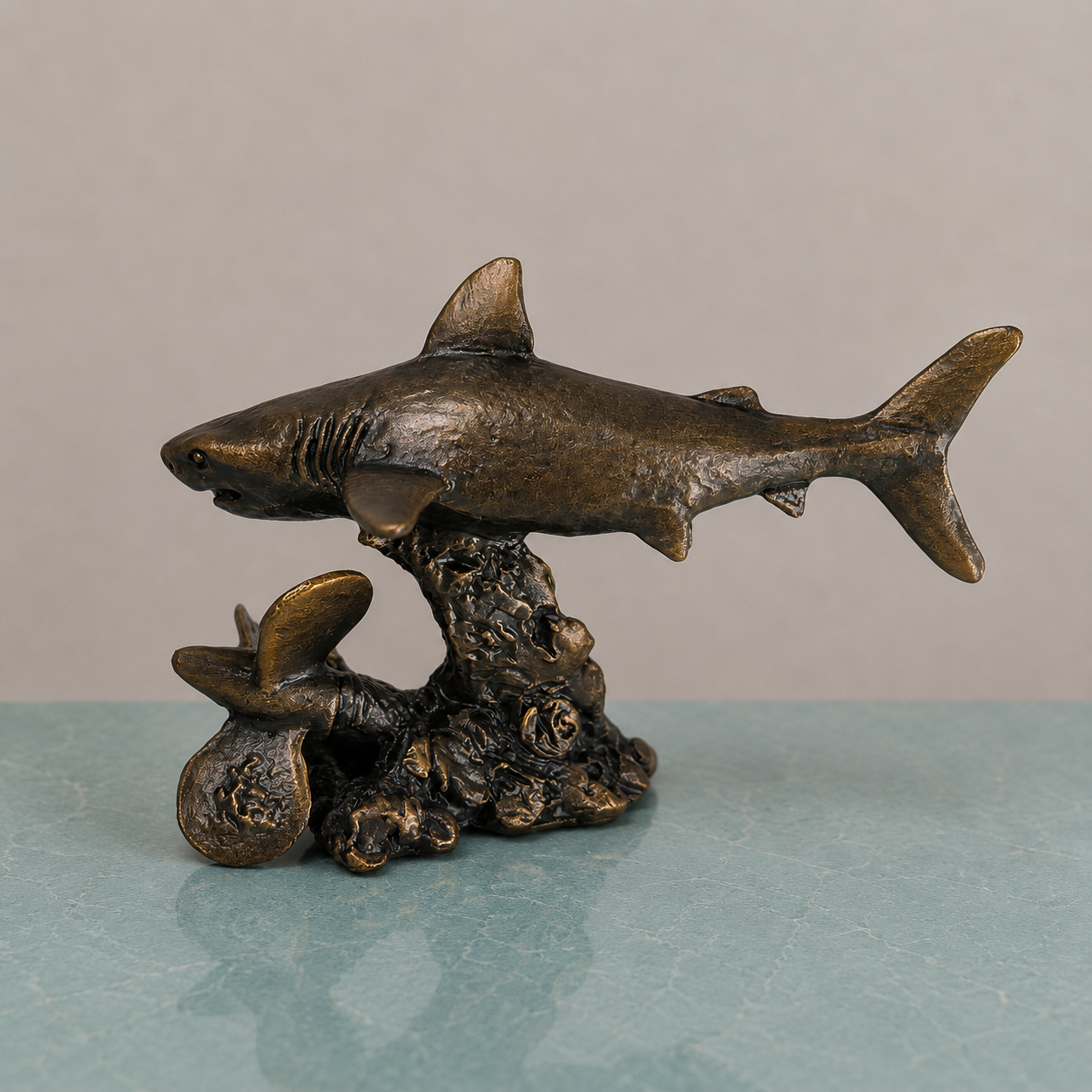 
                  
                    Miniature Bronze Sculpture - Great White Shark
                  
                