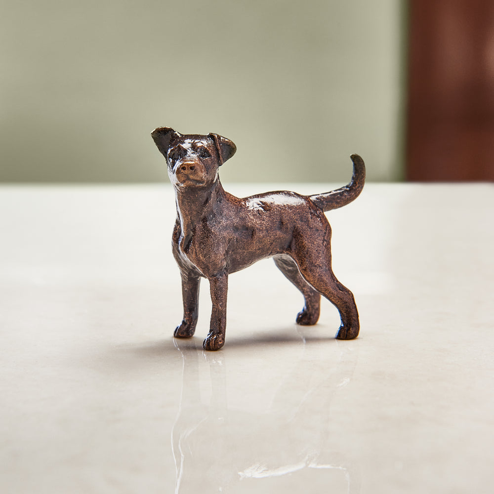 
                  
                    Miniature bronze figurine of a Jack Russell. A thoughtful bronze anniversary gift or birthday gift for dog lovers.
                  
                