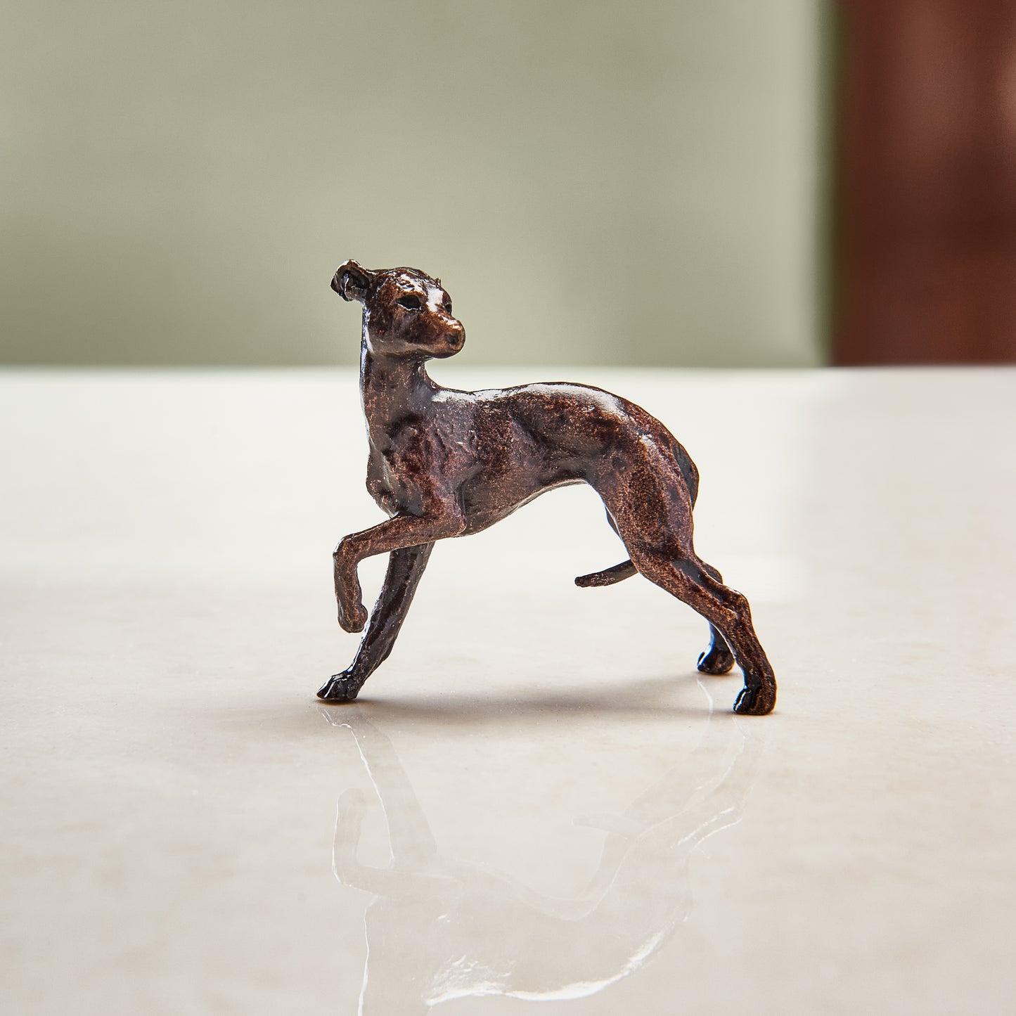 
                  
                    Miniature bronze figurine of a whippet. A thoughtful bronze anniversary gift or birthday gift for dog lovers.
                  
                