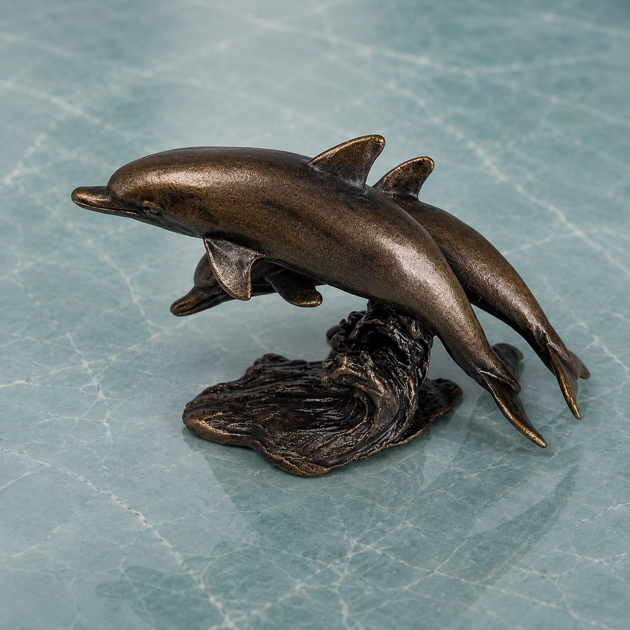 
                  
                    Miniature Bronze Sculpture - Dolphins
                  
                