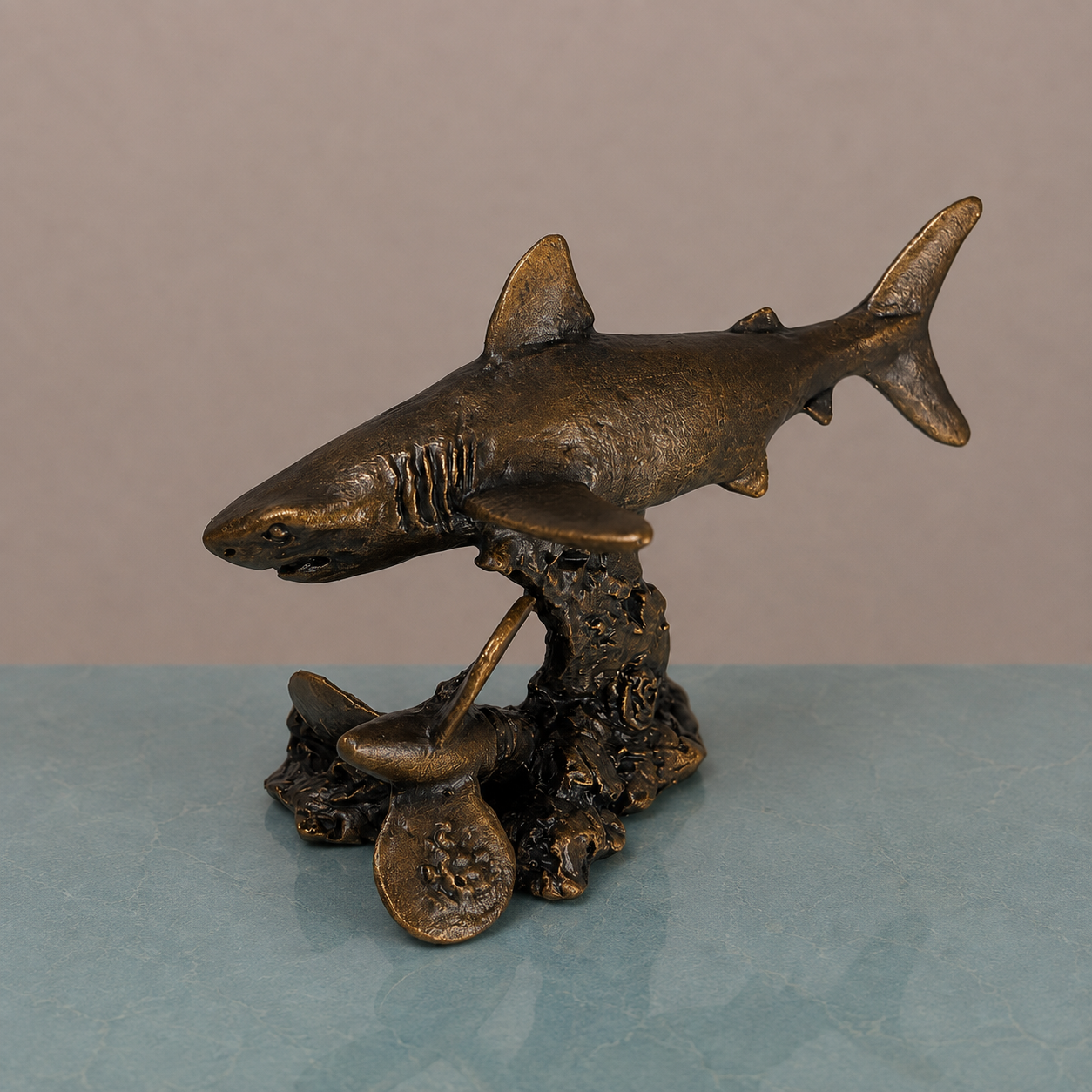 
                  
                    Miniature Bronze Sculpture - Great White Shark
                  
                
