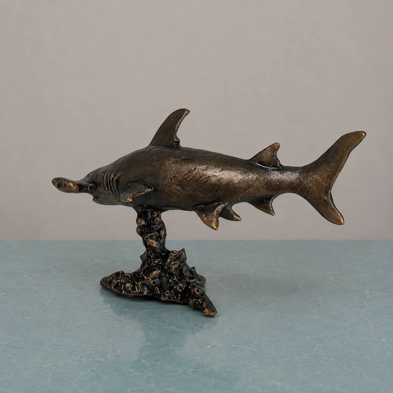 
                  
                    Miniature Bronze Sculpture - Hammerhead Shark
                  
                
