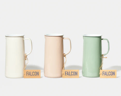 
                  
                    Falcon enamel jug in Marie Rose pink. 10-year anniversary gift.
                  
                