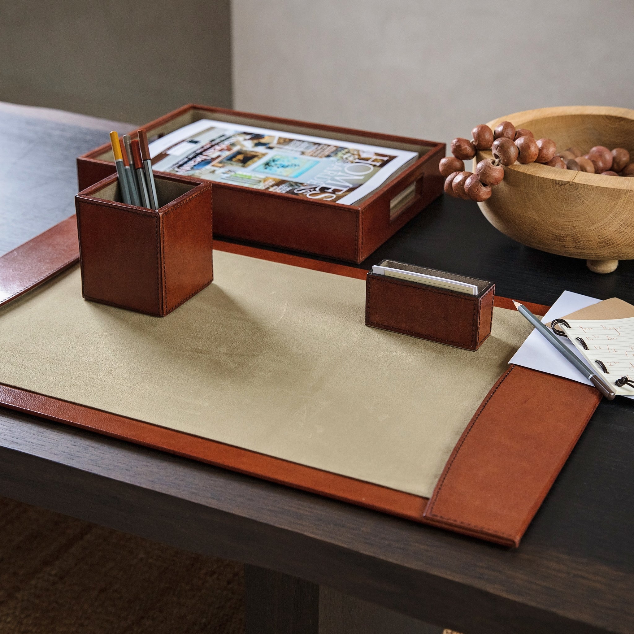 Leather Desk Accessories Set - Tan – Ginger Rose