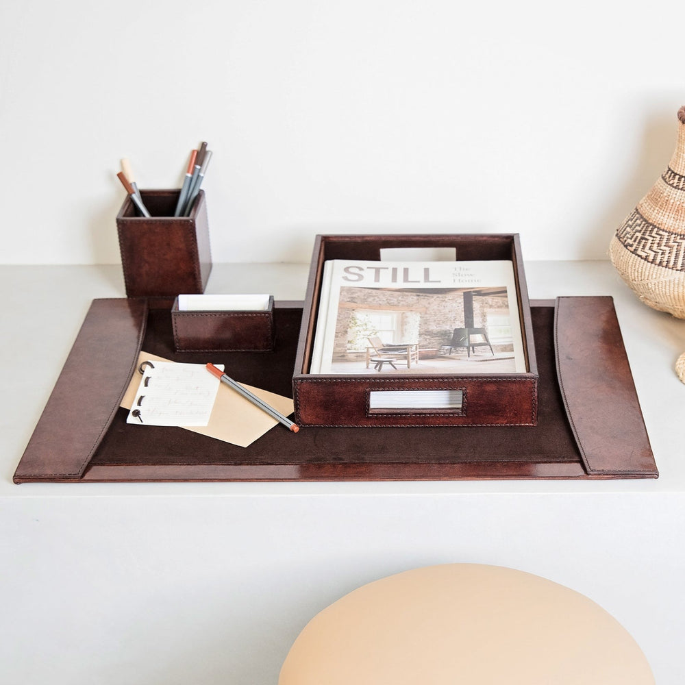
                  
                    Leather Desk Accessories Set - Brown
                  
                