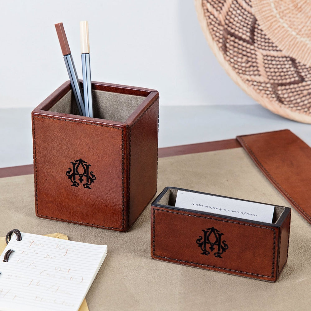 Monogram Leather Desk Set