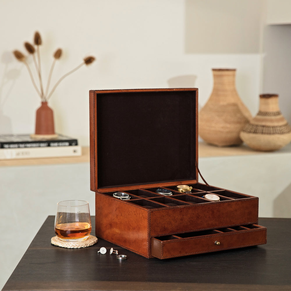 Leather Jewellery And Watch Box - Deluxe