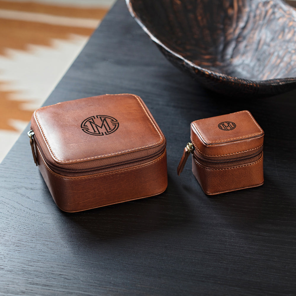 Monogram Leather Travel Jewellery Box Set