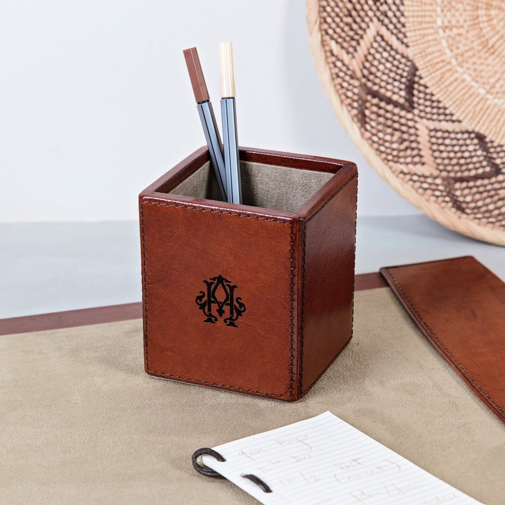 Monogram Leather Pen Pot