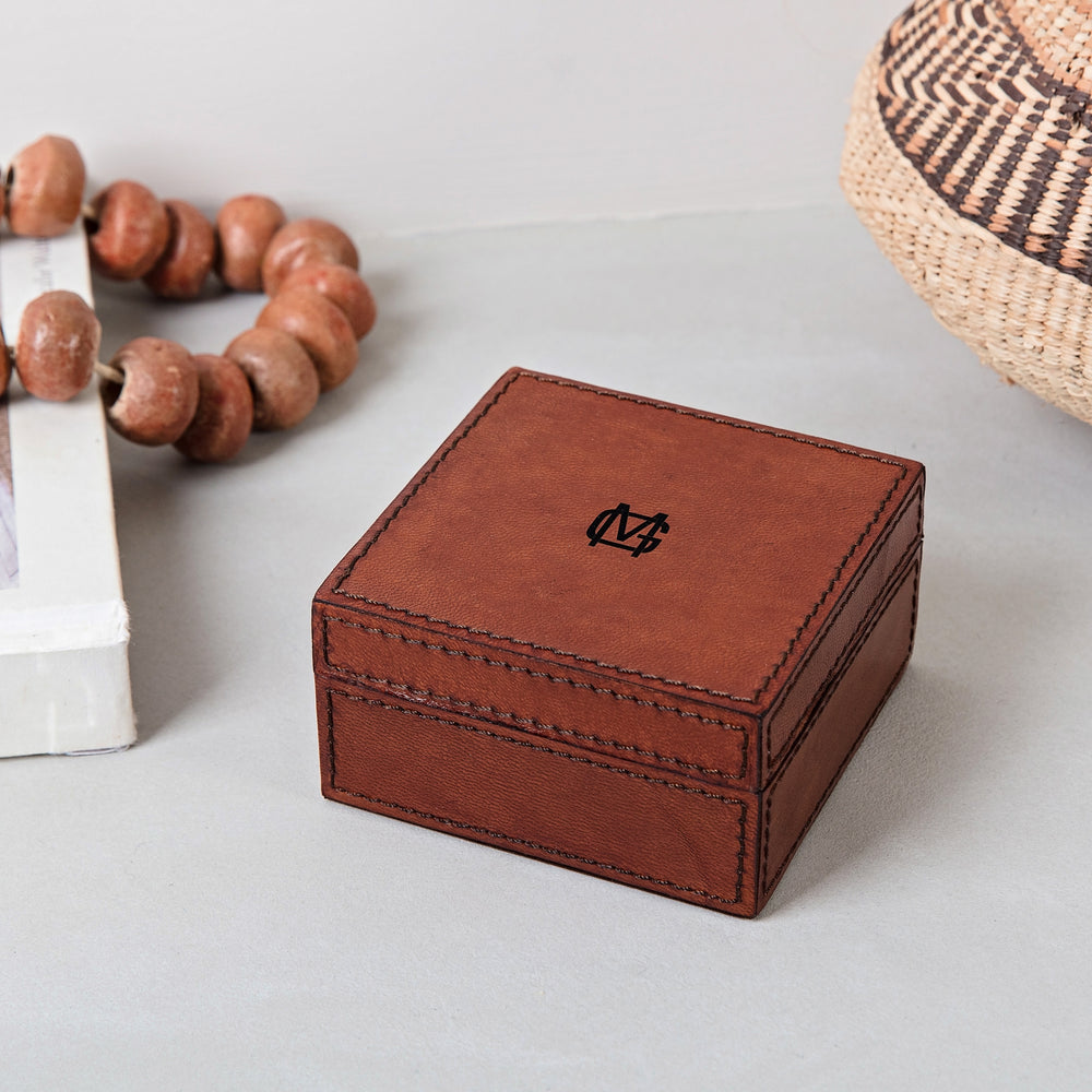 Monogram Leather Stud Box - Square