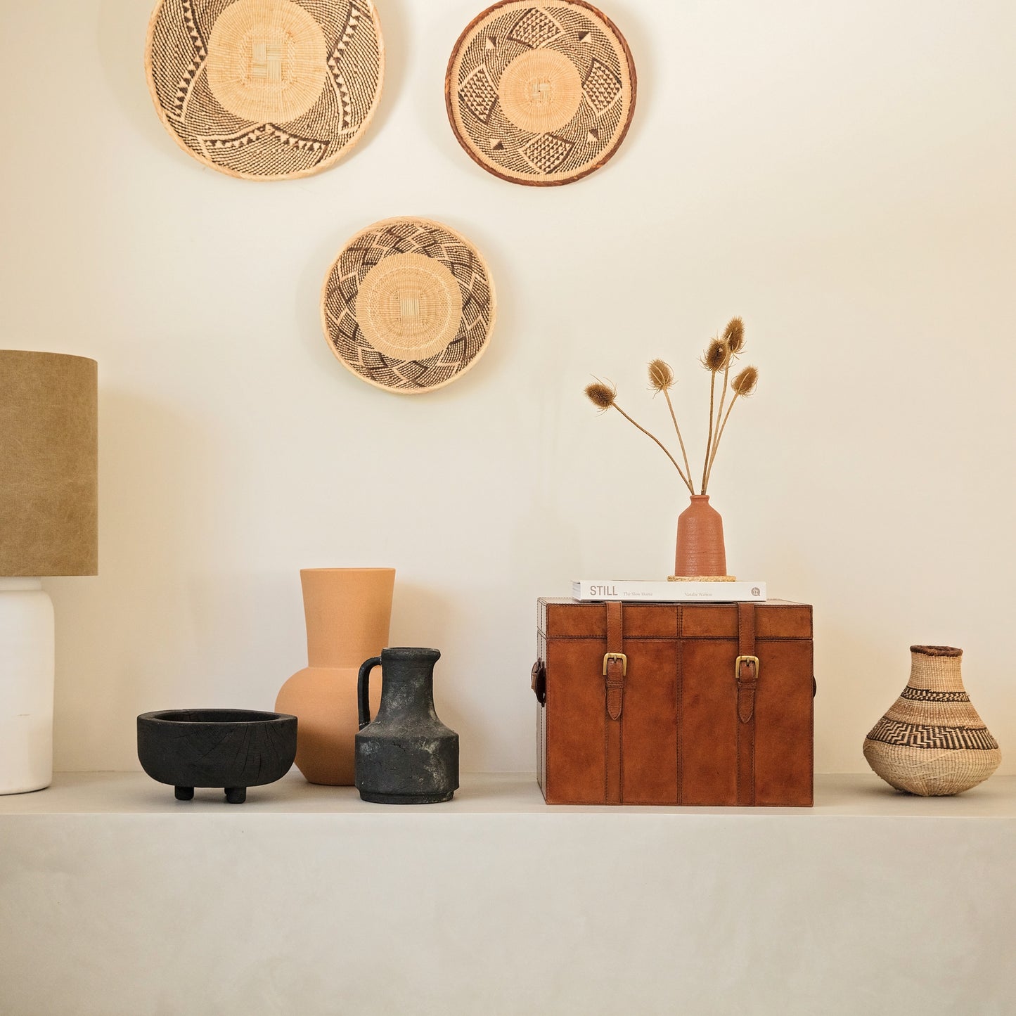 
                  
                    Set of tan leather storage trunks in three sizes with lids and buckles. A timeless heirloom gift for the home or a wedding day gift to treasure forever.
                  
                