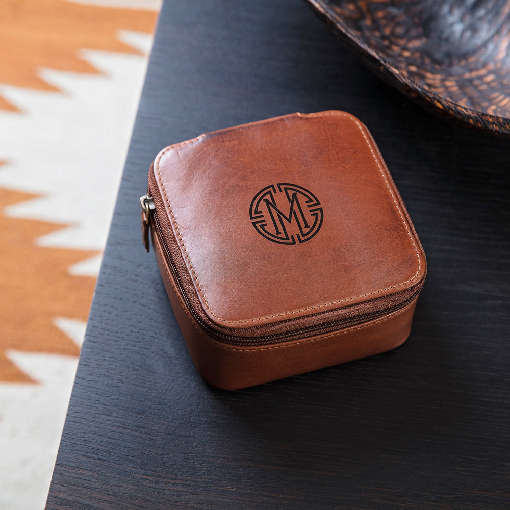 Monogram Leather Travel Jewellery Box - Square