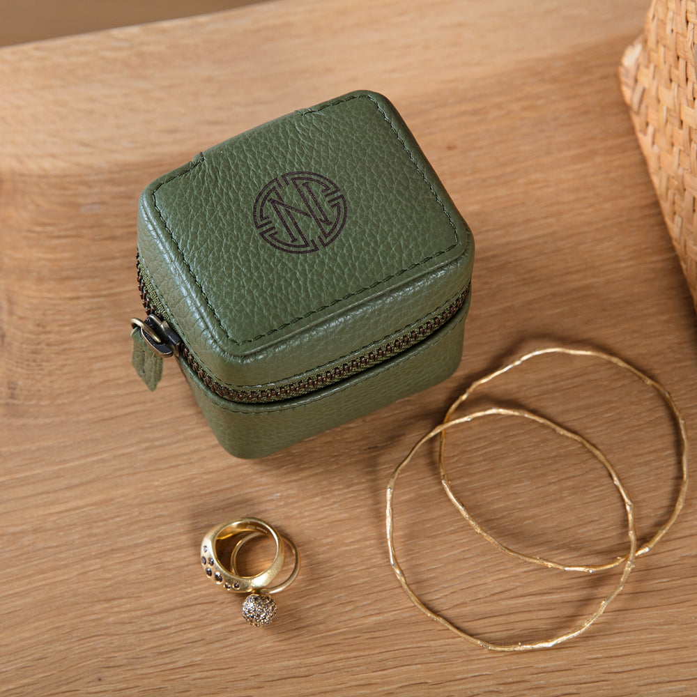 
                  
                    Monogram Leather Jewellery Case - Green
                  
                