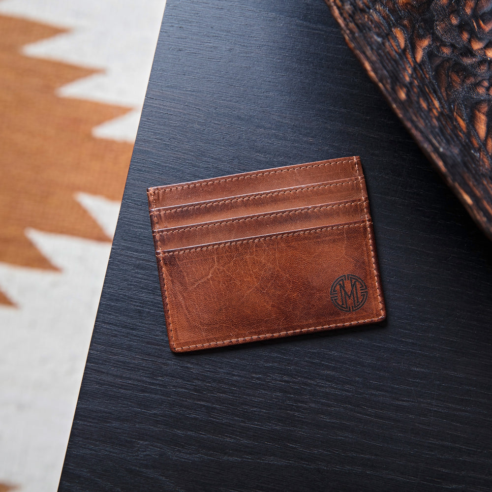 Monogram Leather Credit Card Holder