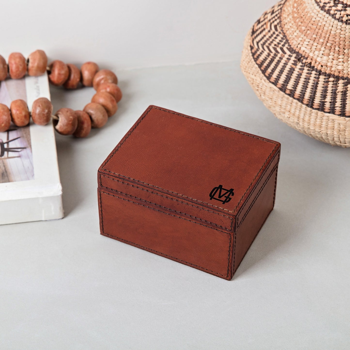 Leather cufflink box with monogrammed initials, makes an ideal 18th birthday gift for him or 3rd anniversary wedding gift with something special inside.